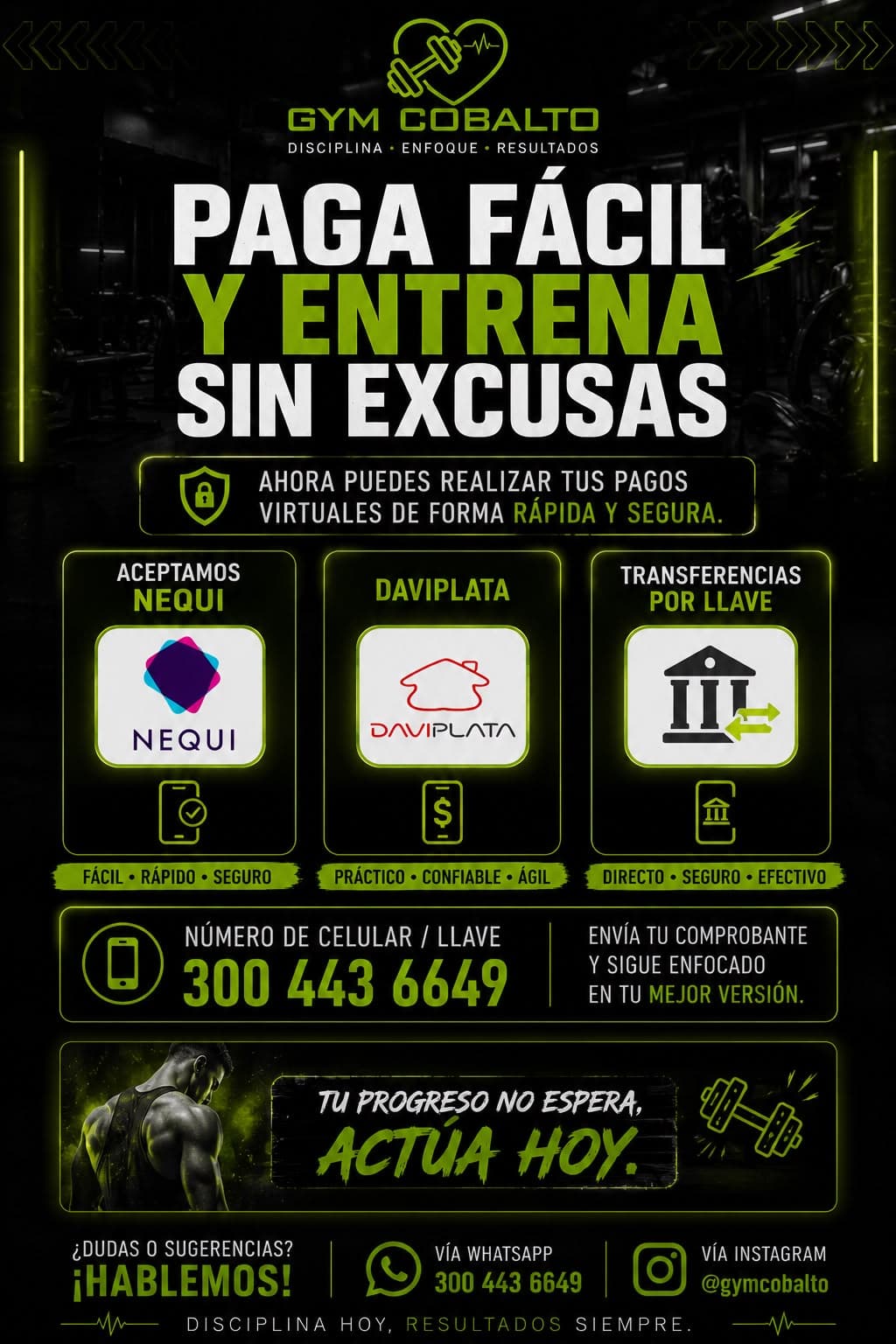 Pagos digitales Gym Cobalto